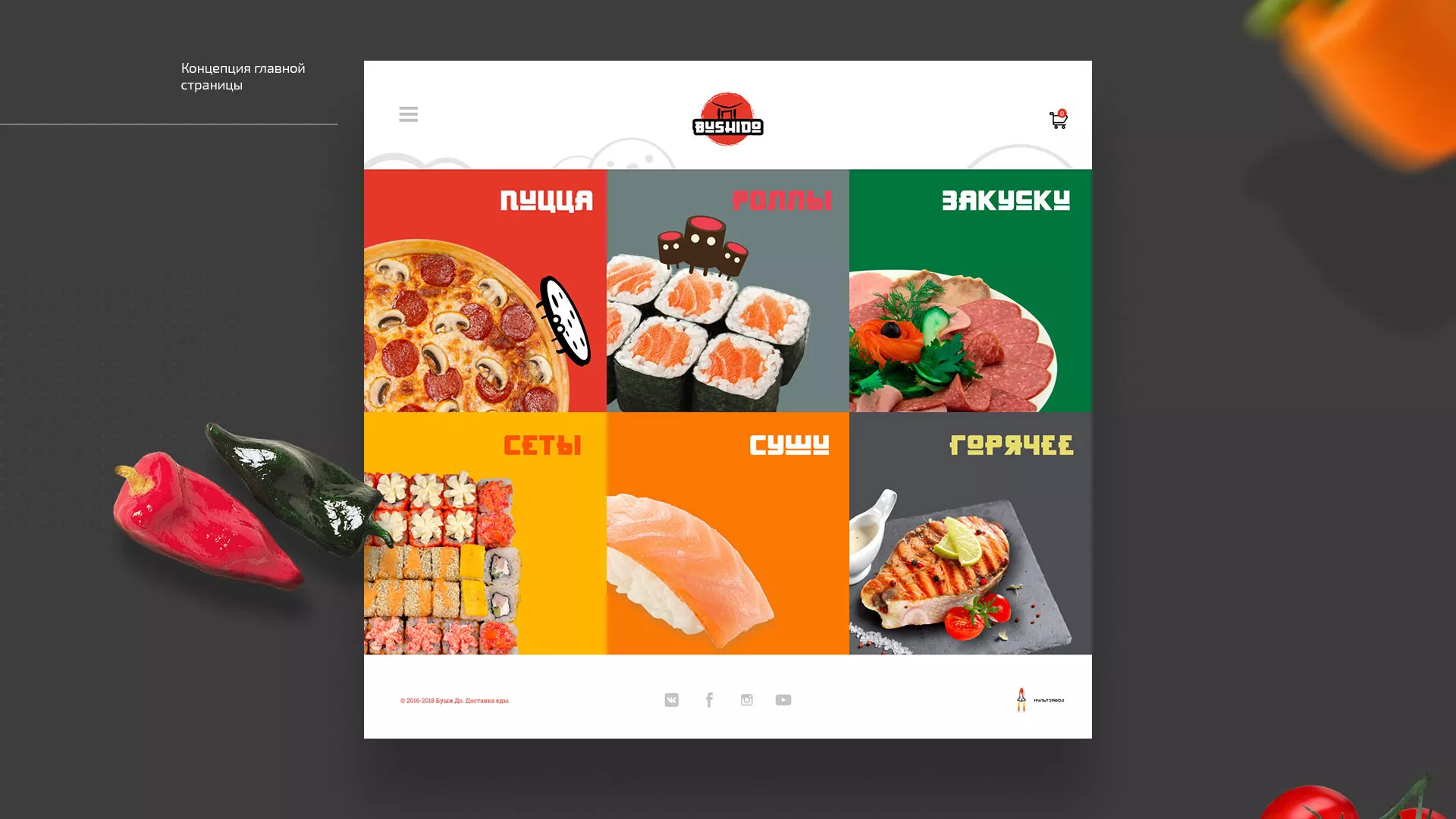 Разработка сайта для пиццерии «BUSHIDO» в Новопавловске