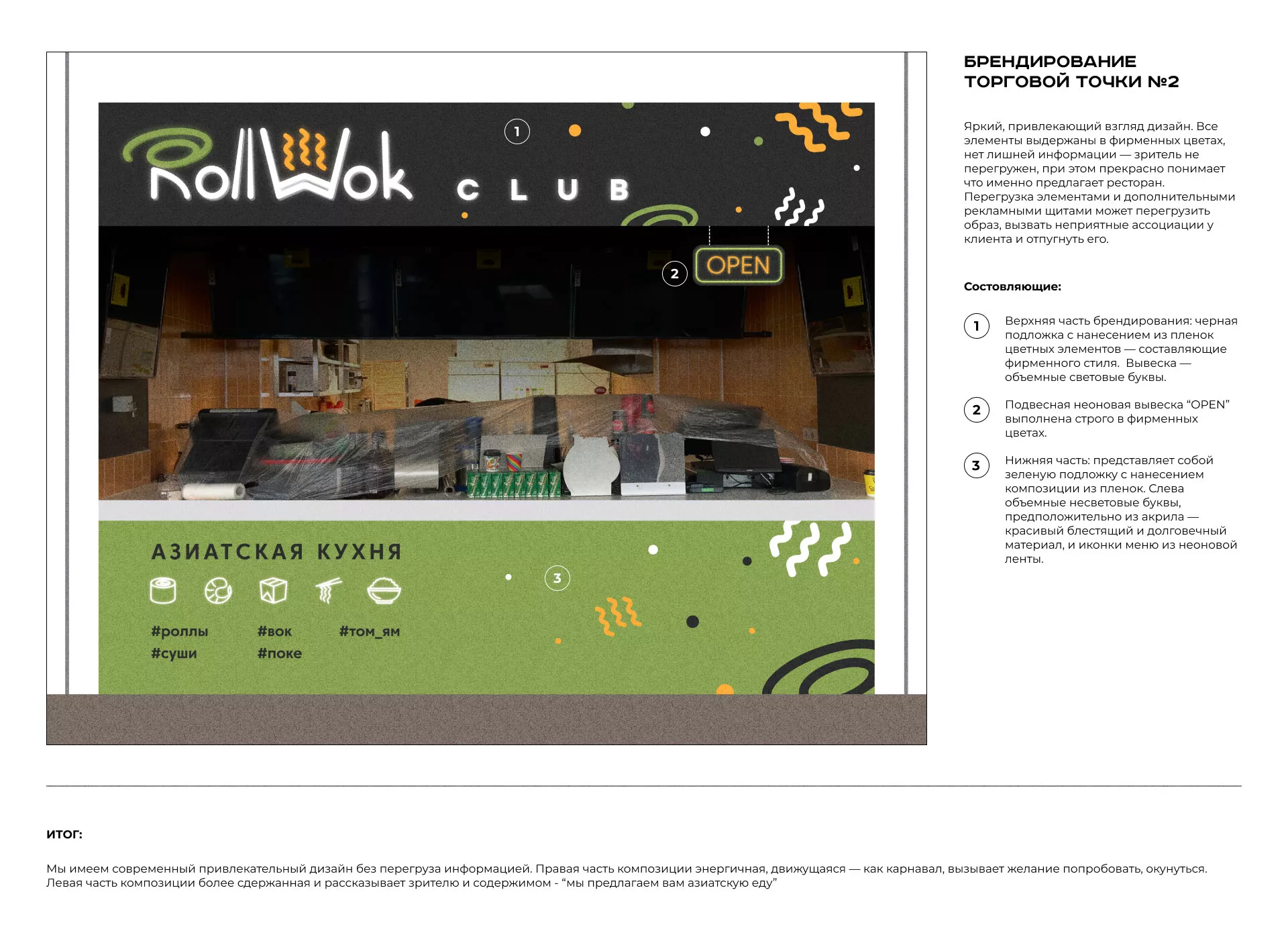 Брендирование торговых точек суши-бара «Roll Wok Club» в Новопавловске